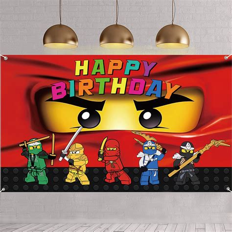 Buy Ninja Birthday Party Supplies Ninja Themed Backdrop Decorations Kids Happy Birthday Banner ...