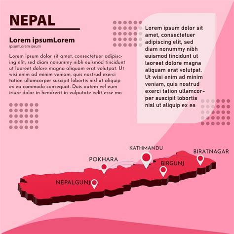 Premium Vector | 3d nepal map with major cities