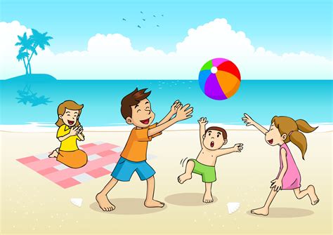 Cartoon illustration of a family having a picnic at the beach 2060776 Vector Art at Vecteezy