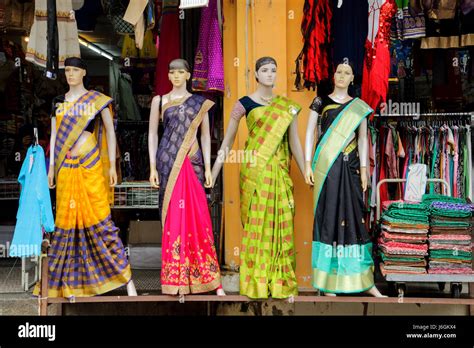 colourful saree textile cloth shop in the streets of little india,Penang,George Town,Malaysia ...