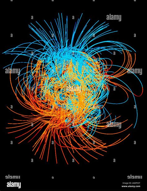 Model of geomagnetic field reversal. Third of three frames showing the ...