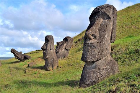 The Maoi statues of Easter Island all look inland, rather than outwards at the sea as often ...