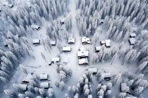 Premium AI Image | A small village in the winter forest