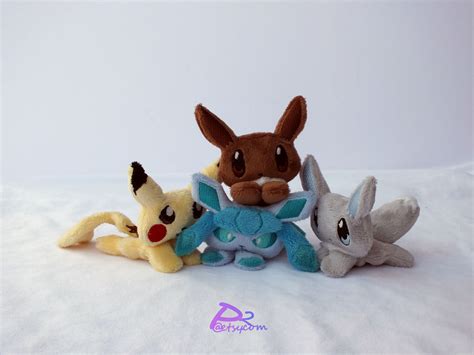 Eevee, Pikachu, Glaceon, Shiny Eevee Pocket Plush by kiashone on DeviantArt