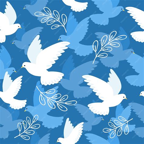 Premium Vector | Vector seamless pattern with doves