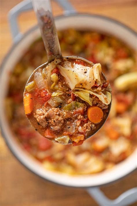 Ground Beef Cabbage Soup (Stove, Crockpot or IP) Dinner, then Dessert