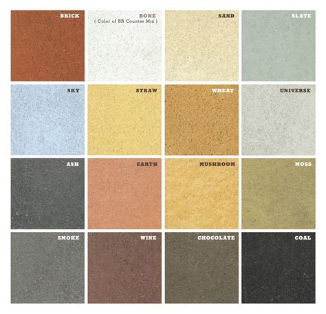 Concrete Countertop Color Chart | Decorative Concrete of Virginia (VA)