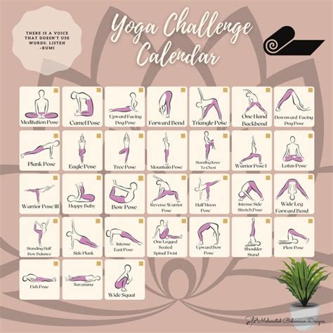 31 Day Yoga Challenge Calendar for Beginners for Your - Etsy