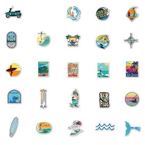 49pcs Surfing Sticker Pack for Laptop Water Bottlesbullet - Etsy