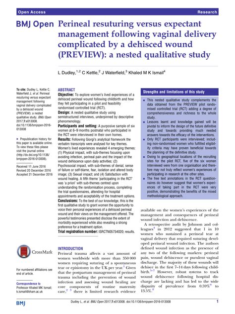 (PDF) Perineal resuturing versus expectant management following vaginal ...