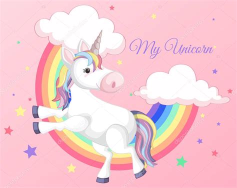 Unicorn with Rainbow on Pink Background — Stock Vector © brgfx #193943286