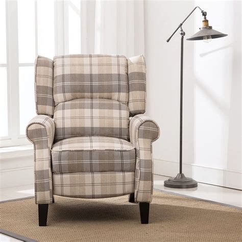 EATON WING BACK FIRESIDE CHECK FABRIC RECLINER ARMCHAIR SOFA CHAIR ...