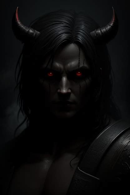 Premium AI Image | A dark portrait of a demon with red eyes and red ...