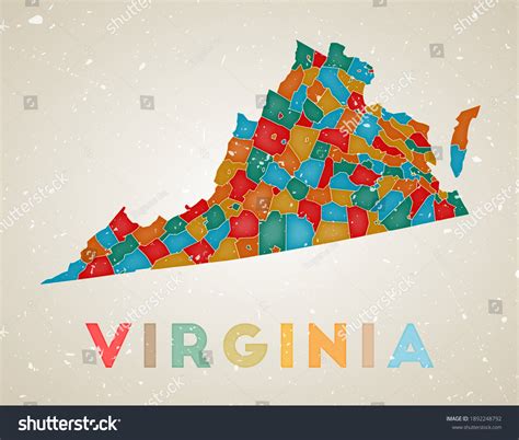 Virginia Map Us State Poster Colored Stock Vector (Royalty Free) 1892248792 | Shutterstock