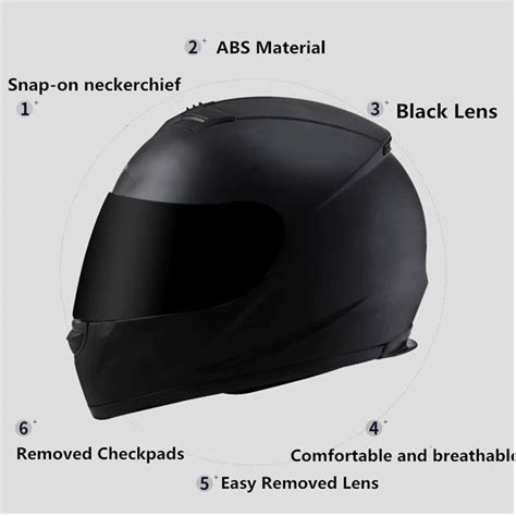 Full Face Motorcycle Helmet Matte Black or Gloss Black S M L XL XXL Da ...