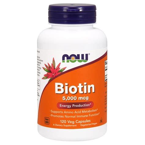 Biotin, 5000 mcg, 120 Vcaps, Now Foods - SuperFoodsNZ