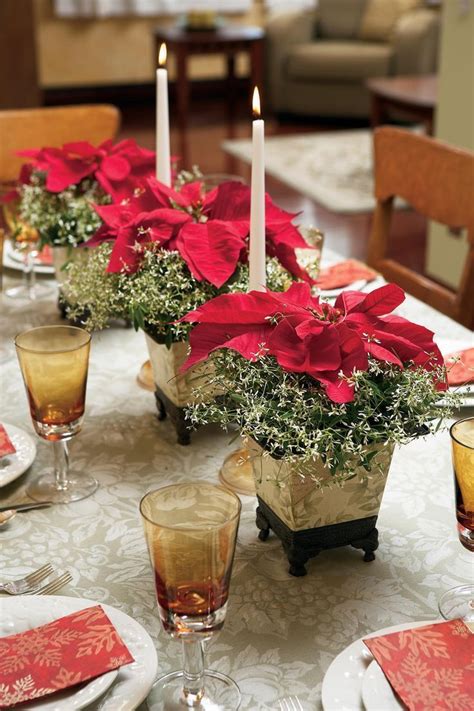 Decorate with poinsettias this holiday season! | Christmas table decorations, Christmas ...