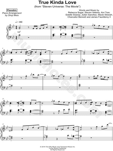 Pianobin "True Kinda Love" Sheet Music (Piano Solo) in Bb Major - Download & Print - SKU: MN0199387