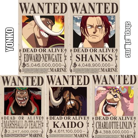 Yonko Emperor Set One Piece Wanted Poster Shopee Philippines | The Best Porn Website