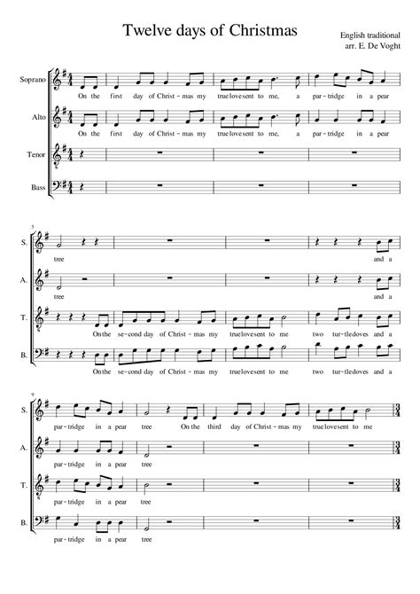 Twelve days of Christmas Sheet Music | Traditional | SATB Choir