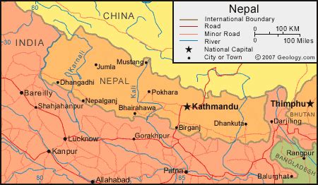 Nepal Map and Satellite Image