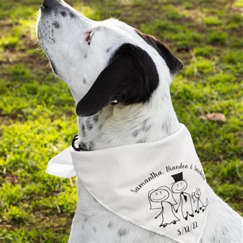 Dog Cute Wedding Couple Personalized Names Bandana | Zazzle