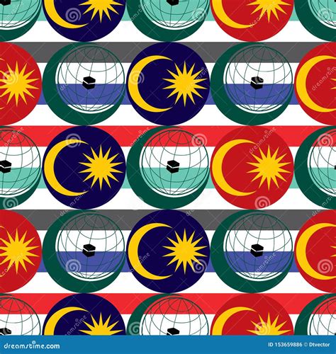 OIC Logo Combine Malaysia Flag Element Seamless Pattern Stock Vector ...