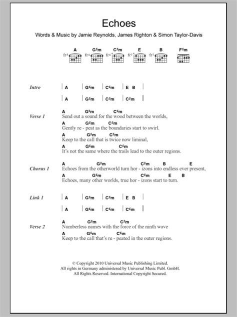 Echoes by Klaxons - Guitar Chords/Lyrics - Guitar Instructor