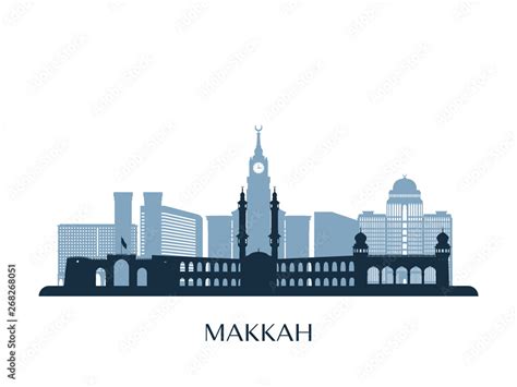 Makkah skyline, monochrome silhouette. Vector illustration. Stock Vector | Adobe Stock