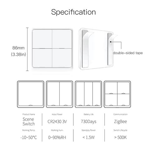 Zigbee Smart Battery Powered Scene Switch Push Button Switches Multi ...