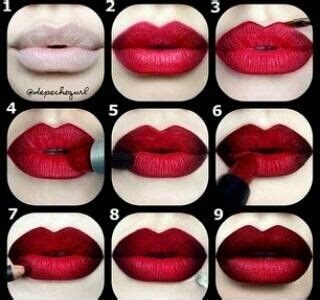 16. Deep Red Ombre Lip Tutorial - 29 Lovely Lipstick Tutorials to…