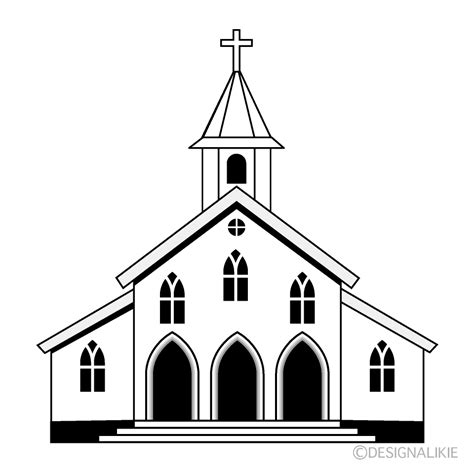 Large Church Black and White Free PNG Image｜Illustoon