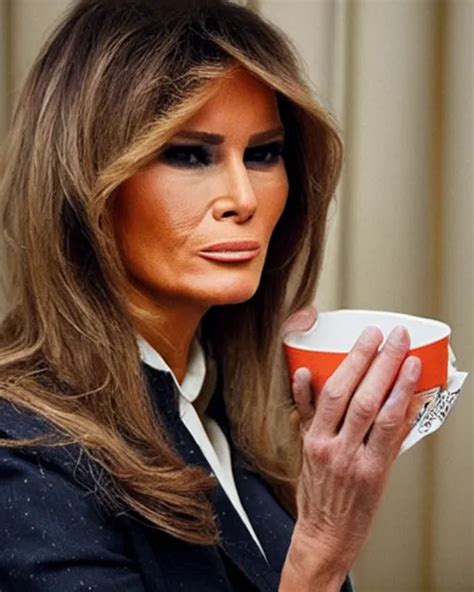 Melania Trump eating garbage. Portrait by Annie | Stable Diffusion