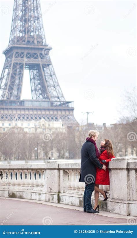 Romantic Couple Near the Eiffel Tower in Paris Stock Image - Image of ...