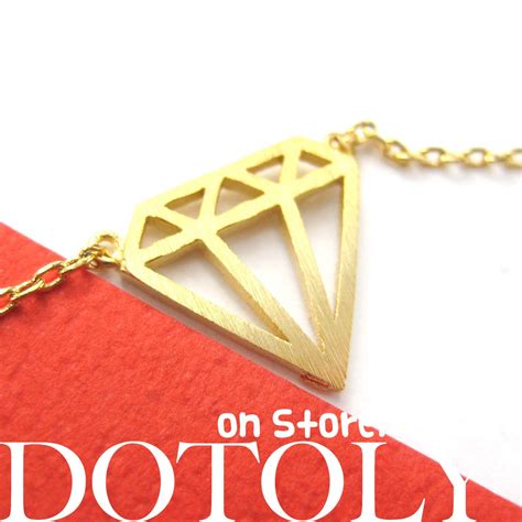 Diamond Outline Cut Out Pendant Necklace in Gold | DOTOLY