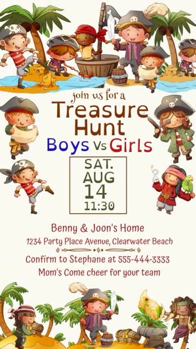 Summer Fun Pirate Treasure Hunt Party Template | PosterMyWall