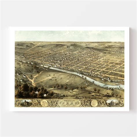 Vintage Map of Peru, Indiana 1868 by Ted's Vintage Art