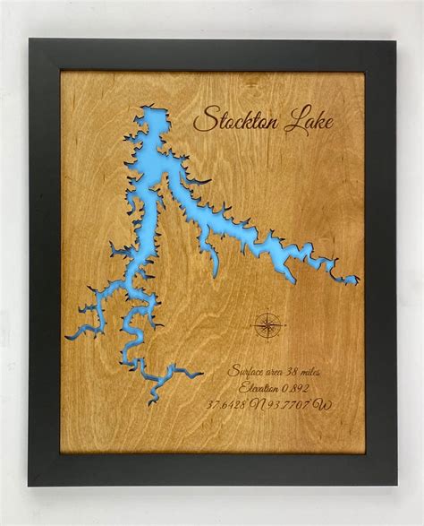 Stockton Lake Map Missouri Lake House Decor Personalized | Etsy