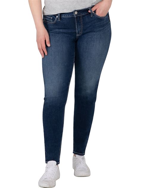 Silver Jeans Co. Women's Plus Size Elyse Mid Rise Skinny Jeans - Walmart.com