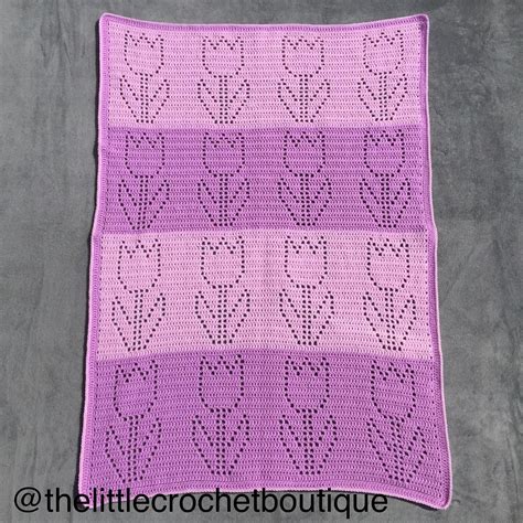 Tulip Filet Blanket Crochet pattern by The Little Crochet Boutique | Crochet blanket patterns ...