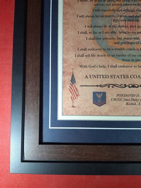 BEST Coast Guard Ethos Aged Parchment Framed Matted | Etsy