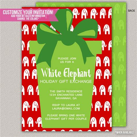 Dinywageman: White Elephant Party Invitation Wording