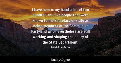 Joseph R. McCarthy - I have here in my hand a list of two...