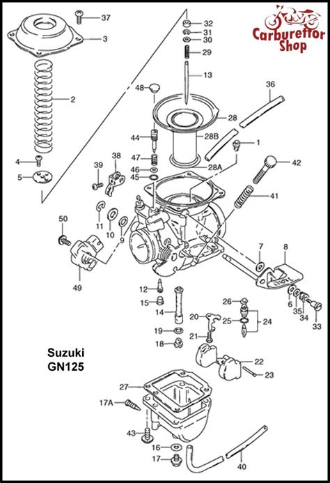 Suzuki GN 125 Carburetor Spare Parts, Rebuild Kits and Service Sets