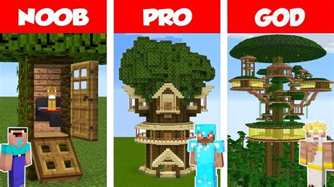 Minecraft NOOB vs PRO vs GOD: Jungle Tree House Build Challenge in ...