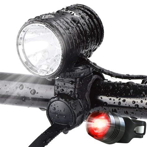 AUOPRO LED Bike Light Set, 1200 Lumens Cycling Headlight USB ...