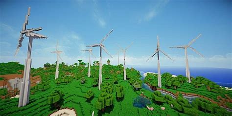 Modern Eco Village | Wind Turbines Minecraft Project