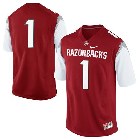 Nike Arkansas Razorbacks #1 Game Football Jersey - Cardinal/White