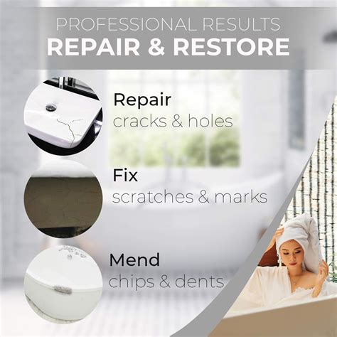 Tub Repair Kit White for Acrylic, Porcelain, Enamel & Fiberglass Tub Repair Kit for Sink, Shower ...