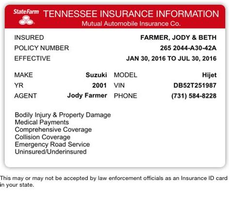 State Farm Insurance Card